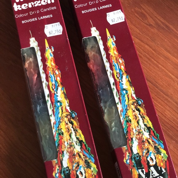 Vintage multi-coloured drip candles, 2-pack - Picture 3 of 4